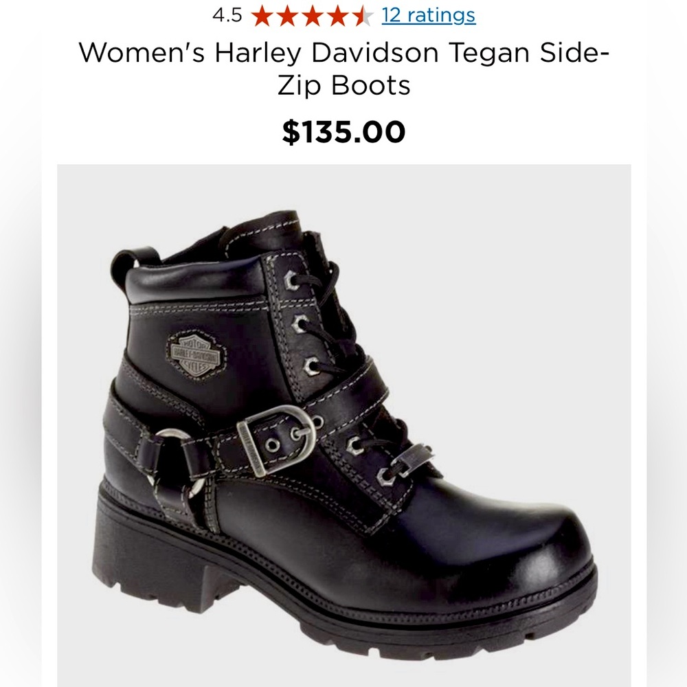Harley Davidson Tegan Motorcycle Boots-Size 7.